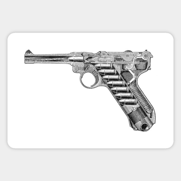 Luger Diagram (black) - Luger Pistol - Magnet | TeePublic AU